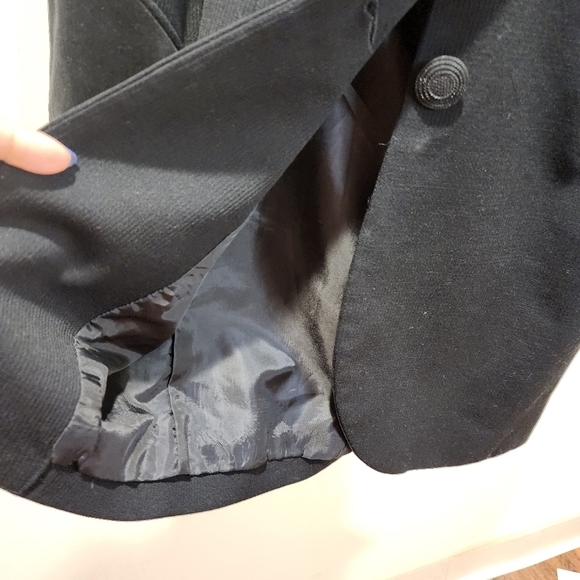 Item...  women's black long 100% worsted wool glamorous blazer jacket size 2 - Picture 8 of 14